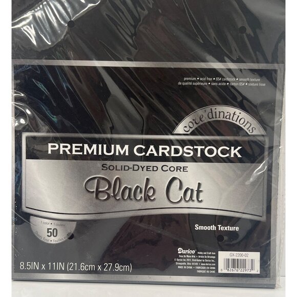 Darice Premium Cardstock Black Cat 8.5X11 50 Sheets Smooth Texture GX-2200-02 - Picture 2 of 2